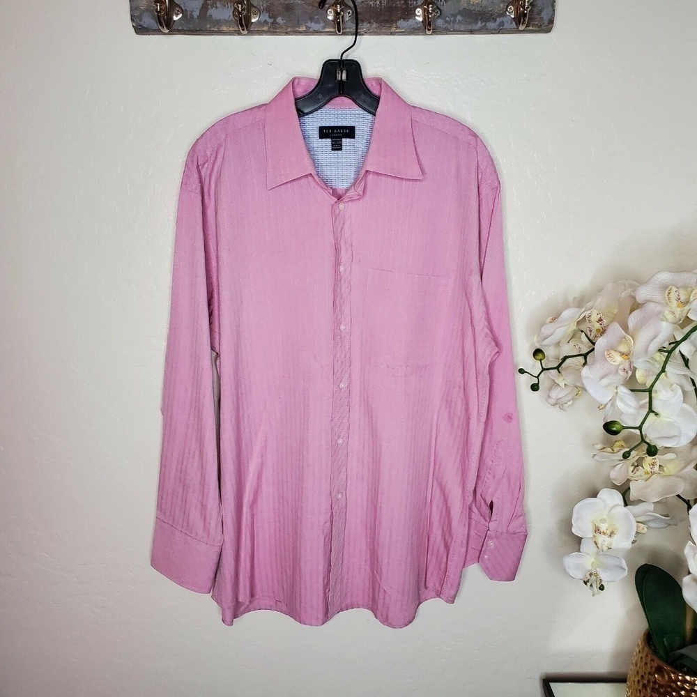 TED BAKER London Pink Textured Button Down Shirt - Picture 1 of 6